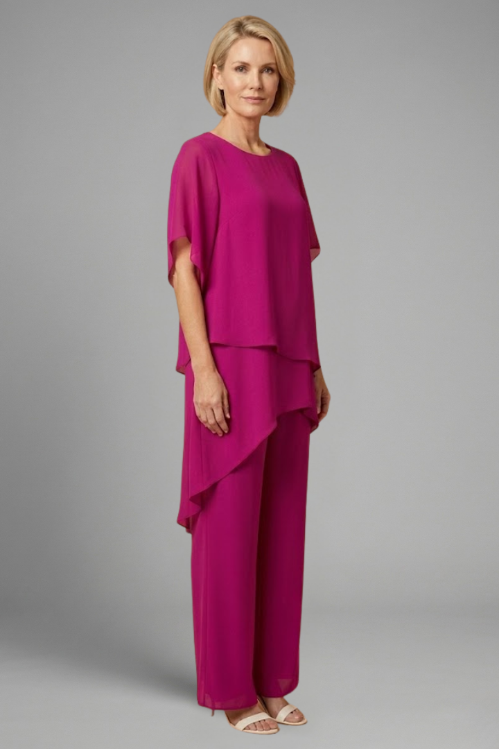 Mujer top y Pantalón conjunto con Asymmetric Hem y Pierna Anchas