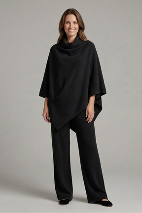 Mujer top y Pantalón conjunto con cuello alto y Wide mangas