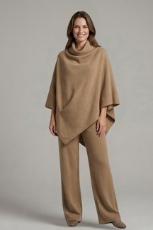 Mujer top y Pantalón conjunto con cuello alto y Wide mangas