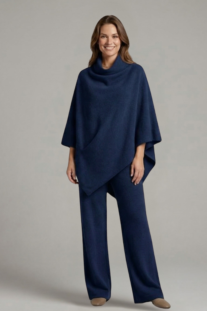 Mujer top y Pantalón conjunto con cuello alto y Wide mangas