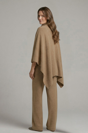 Mujer top y Pantalón conjunto con cuello alto y Wide mangas