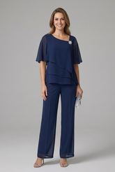 Mujer top y Pantalón conjunto con Layered top y Straight Legs