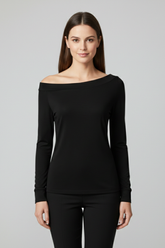 Mujer top con Off-hombro Neckline y Manga Largas