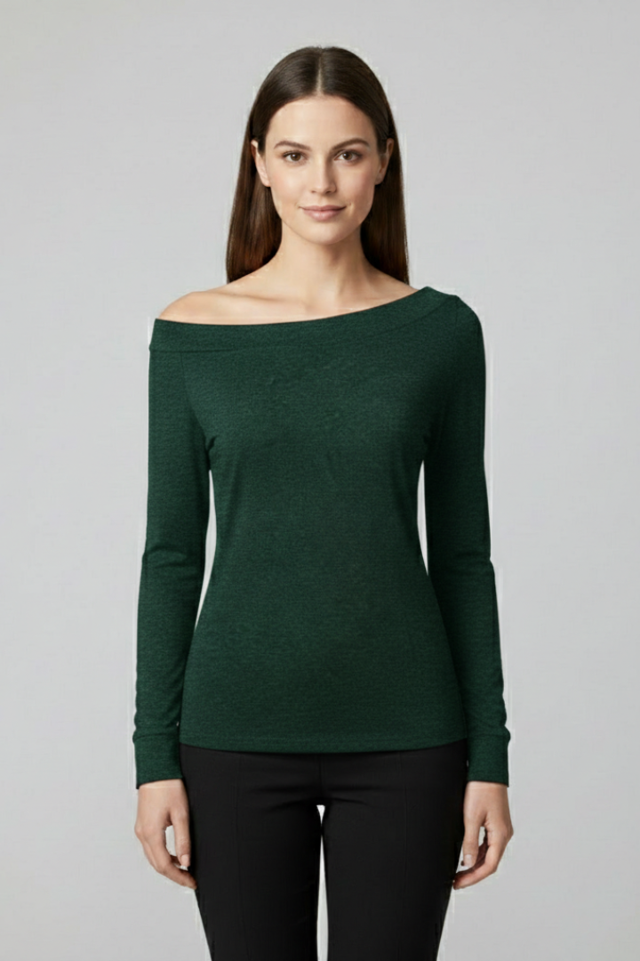 Mujer top con Off-hombro Neckline y Manga Largas