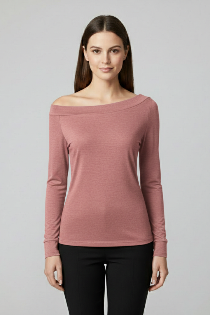 Mujer top con Off-hombro Neckline y Manga Largas