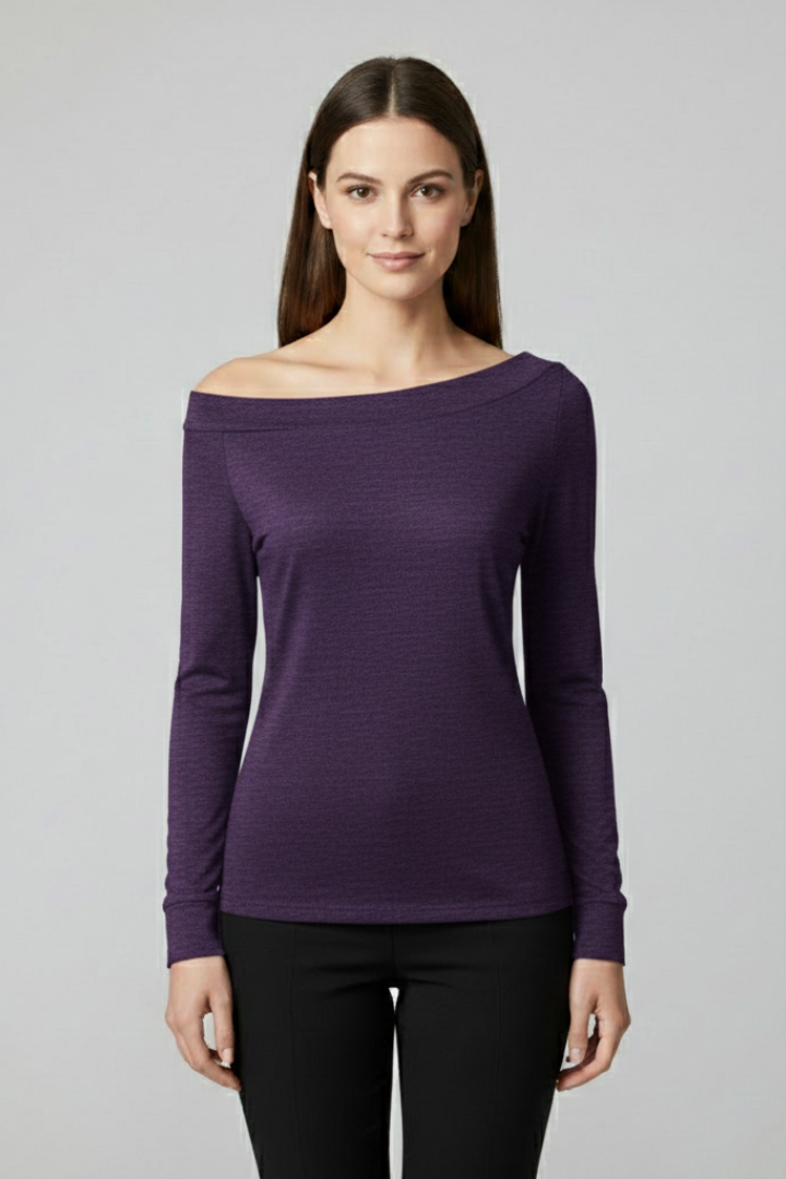 Mujer top con Off-hombro Neckline y Manga Largas