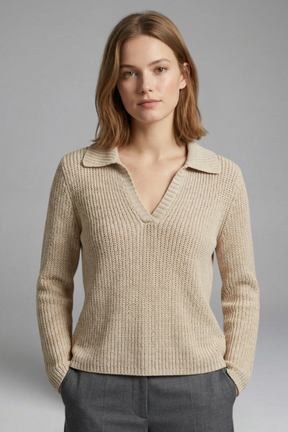 Mujer top con Open Neck y Three-Quarter mangas