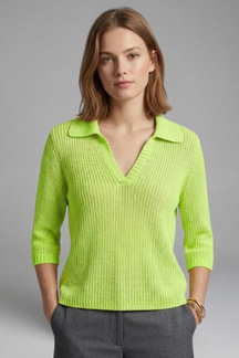 Mujer top con Open Neck y Three-Quarter mangas