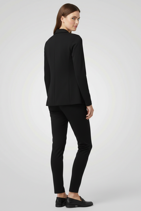 Mujer Trouser conjunto con Lapel cuello y Elastic cinturilla