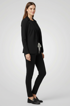 Mujer Trouser conjunto con Lapel cuello y Elastic cinturilla