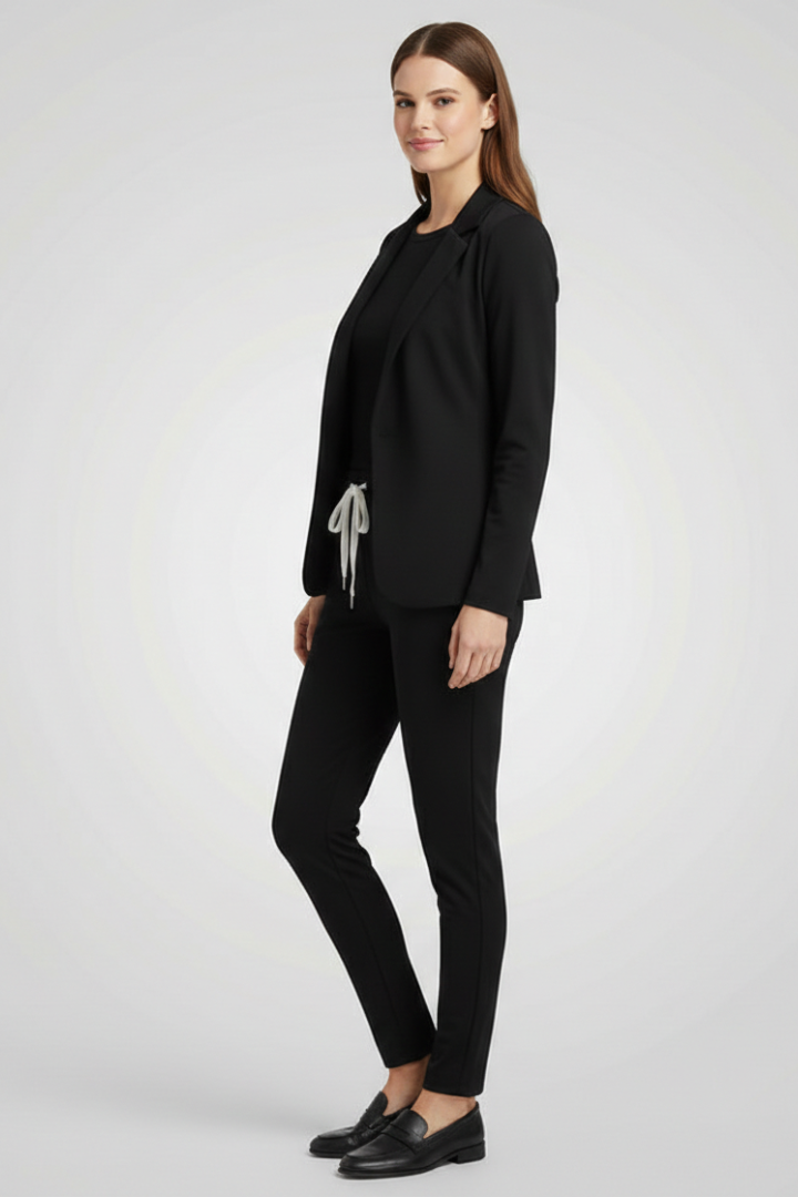 Mujer Trouser conjunto con Lapel cuello y Elastic cinturilla