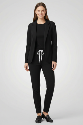 Mujer Trouser conjunto con Lapel cuello y Elastic cinturilla