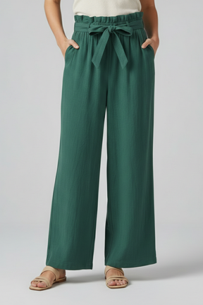 Mujer Pantalón con Elastic cintura y Tie Cinturón