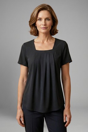 Mujer Tunic top con Square Neck y Plisado Front