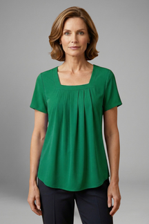 Mujer Tunic top con Square Neck y Plisado Front