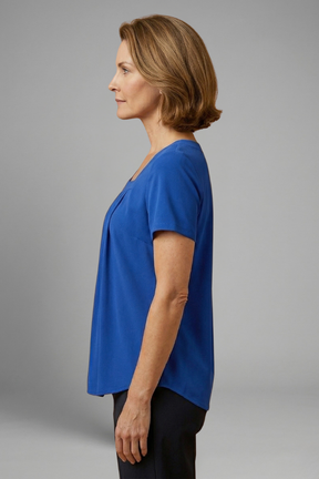 Mujer Tunic top con Square Neck y Plisado Front