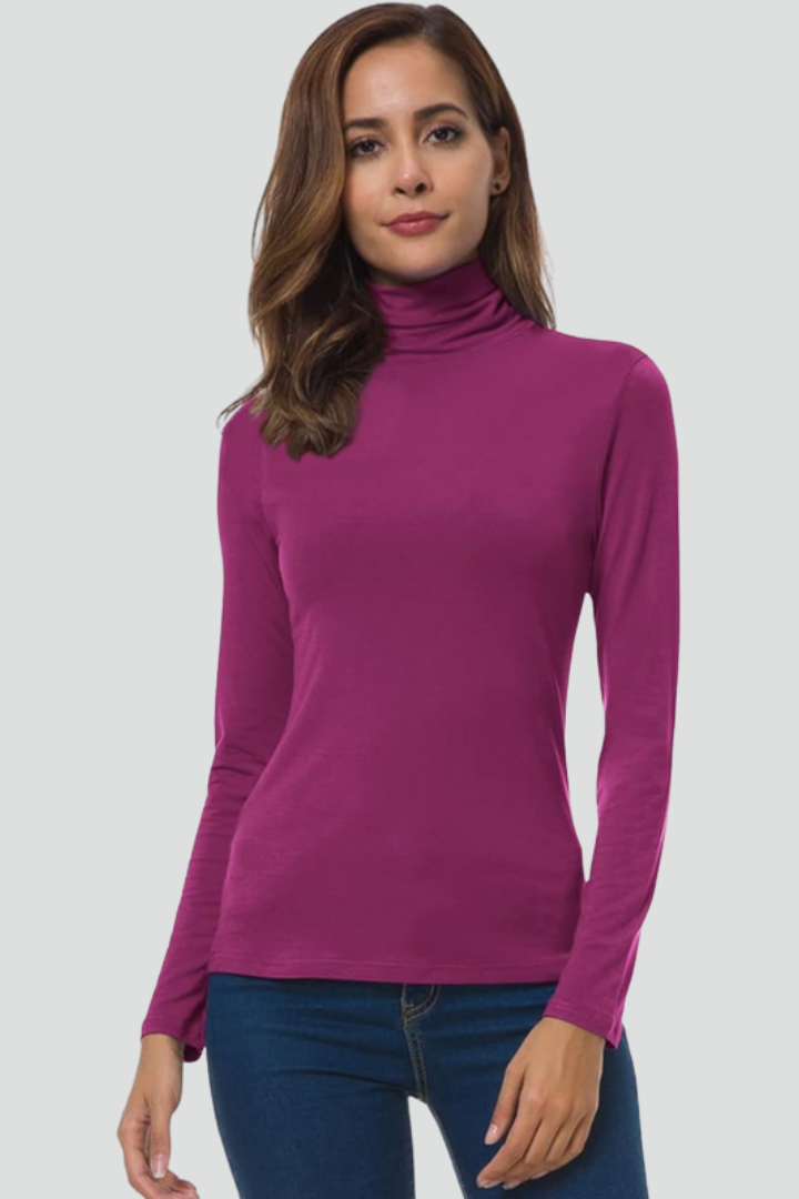 Mujer de Cuello Alto Jersey de Manga Larga y Liso Surface