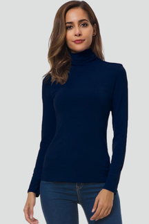 Mujer de Cuello Alto Jersey de Manga Larga y Liso Surface