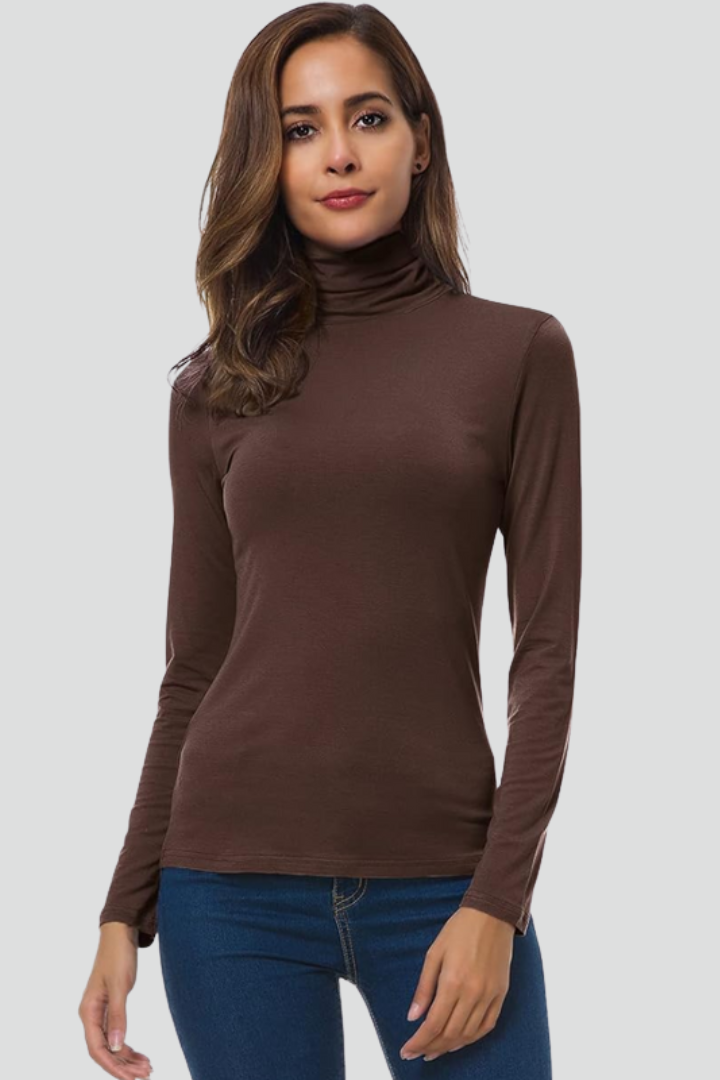 Mujer de Cuello Alto Jersey de Manga Larga y Liso Surface