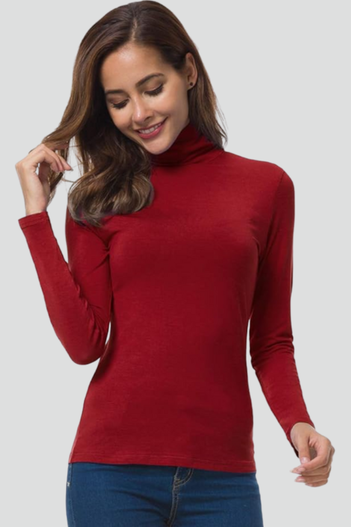 Mujer de Cuello Alto Jersey de Manga Larga y Liso Surface