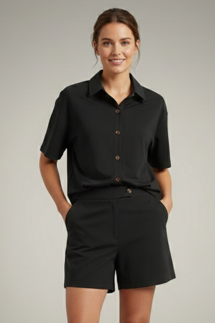 Women’s Two-Piece conjunto con botón camisa y Shorts