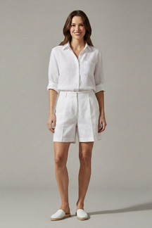 Mujer Two-Piece conjunto con botón Camisa y Wide Shorts