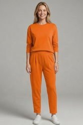 Mujer Two-Piece conjunto con de Cuello Redondo top y Tapered Pantalón