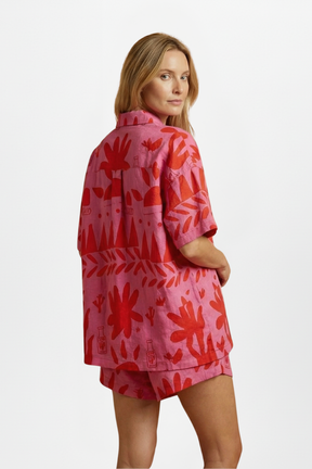 Mujer Two-Piece conjunto con Printed Camisa y Matching Shorts