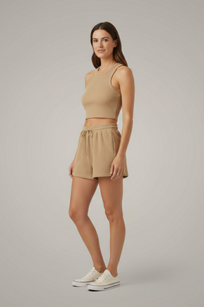 Mujer Two-Piece conjunto con Racerback top y Drawstring Shorts