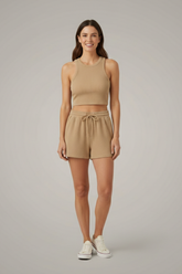 Mujer Two-Piece conjunto con Racerback top y Drawstring Shorts