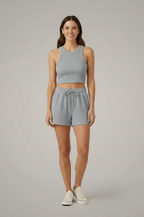 Mujer Two-Piece conjunto con Racerback top y Drawstring Shorts