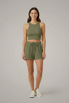 Mujer Two-Piece conjunto con Racerback top y Drawstring Shorts