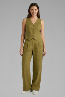 Mujer Two-Piece conjunto con de Cuello en V WaistAbrigo y Wide Pantalón