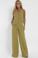 Mujer Two Piece Outfit cuello en V WaistAbrigo