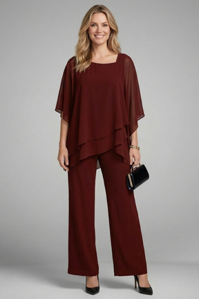Mujer Two Piece conjunto con Asymmetrical top y Pierna Ancha Pantalón