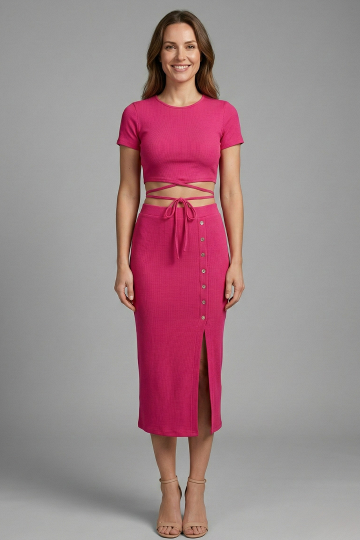 Mujer Two Piece conjunto con Sin Mangas top y Midi Falda