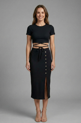 Mujer Two Piece conjunto con Sin Mangas top y Midi Falda