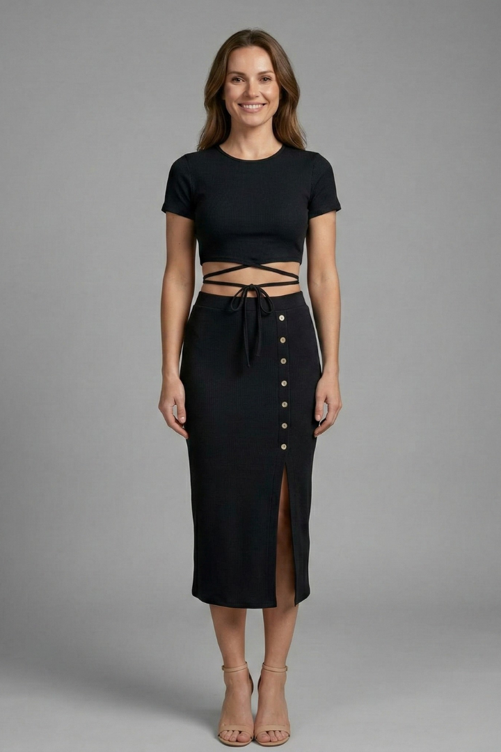 Mujer Two Piece conjunto con Sin Mangas top y Midi Falda