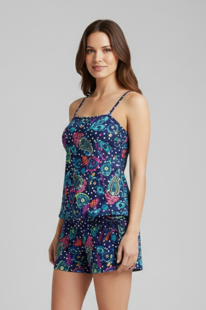 Mujer Two Piece conjunto con Spaghetti Straps y Drawstring Shorts