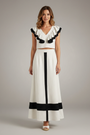 Neck Top and Midi Skirt Blanco