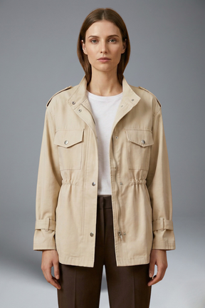 Mujer Utility Chaqueta con Double Breasted cierre y Cinturón