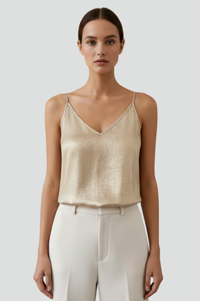 Mujer de Cuello en V Cami top con Spaghetti Straps