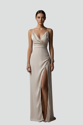 Mujer de Cuello en V Vestido con Spaghetti Straps y Side Slit