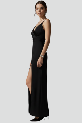 Mujer de Cuello en V Vestido con Spaghetti Straps y Side Slit