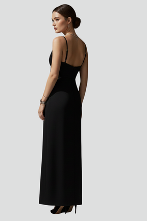 Mujer de Cuello en V Vestido con Spaghetti Straps y Side Slit