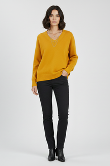 Mujer de Cuello en V Jersey de Manga Larga y Pullover diseño