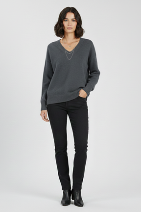 Mujer de Cuello en V Jersey de Manga Larga y Pullover diseño