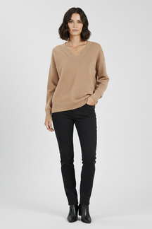 Mujer de Cuello en V Jersey de Manga Larga y Pullover diseño