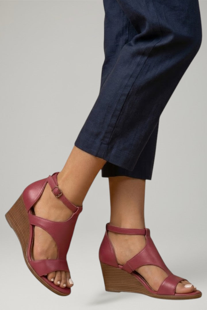 Mujer Wedge Sandalias con T Strap y Cushioned Footbed