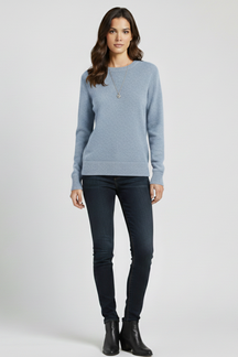 Mujer de Puntoted Jersey con de Cuello Redondoline y de Canalé hem